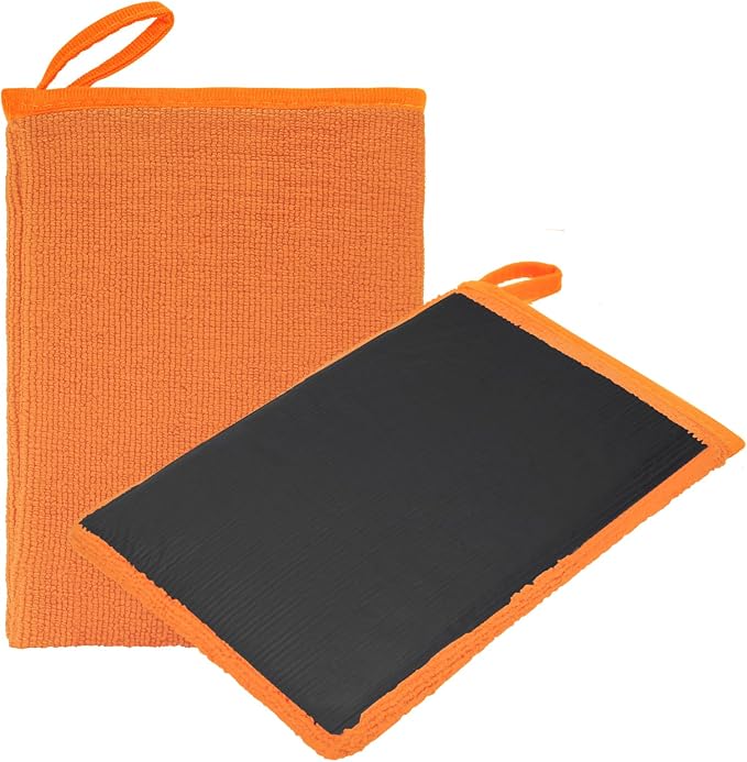 Windspeed 2Pack Clay Mitt, Microfiber Clay Bar Towel for Car Detailing, Medium Grade Bar Glove Auto Detailing (Orange)