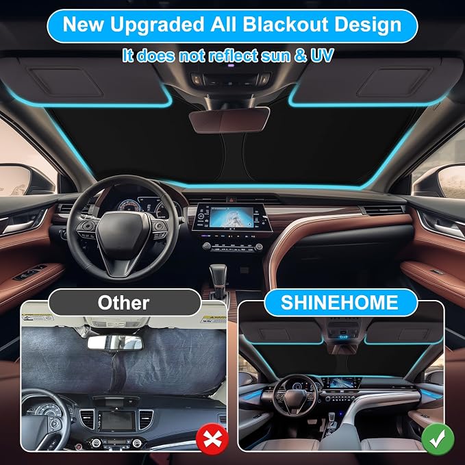 Car Sun Shade for 2018-2024 2025 2026 Toyota Camry Windshield Sun Shade, Sun Visor Windshield Screen Cover for Camry Front Window Sunshade Foldable Auto Interior Accessories UV Block