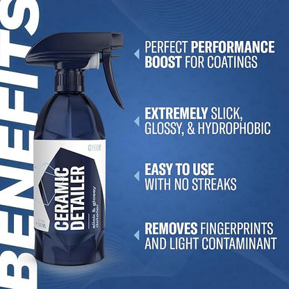GYEON Ceramic Detailer SiO2 spray gloss enhancer hydrophobic quick detailer paint coating maintenance water repellent slick finish easy spray-on protectant for car motorcycle exterior surfaces