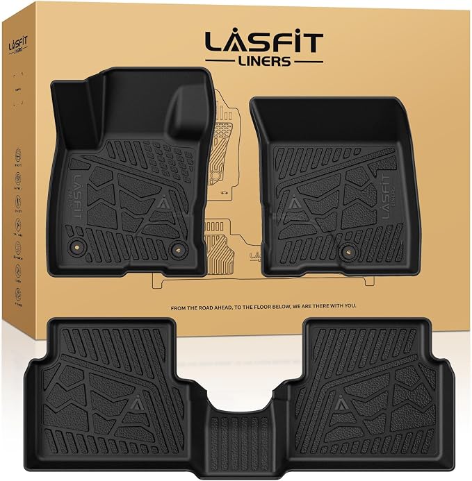 LASFIT Floor Mats for Ford Maverick 2022-2025 2026 (for EcoBoost Gasoline Models Only) All Weather Car Floor Pretoctor TPE Truck Liners for Ford Maverick Gas, 1st & 2nd Row Black