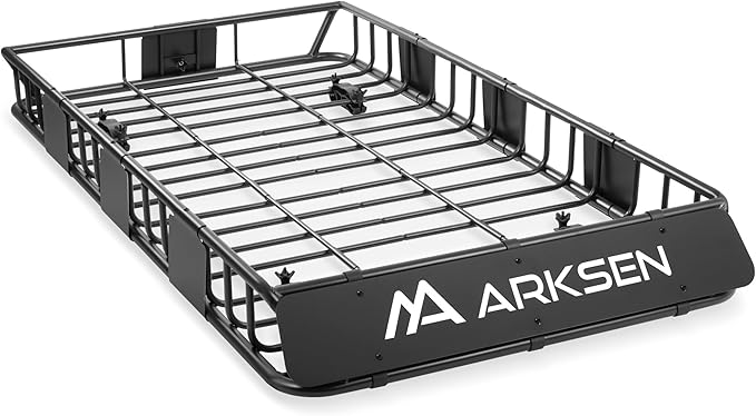 ARKSEN 64" x 34" x 6" Roof Rack Cargo Basket with Extension, 150 LBS Universal Heavy Duty Steel Rooftop Carrier for SUV, Truck, RV, Pickup