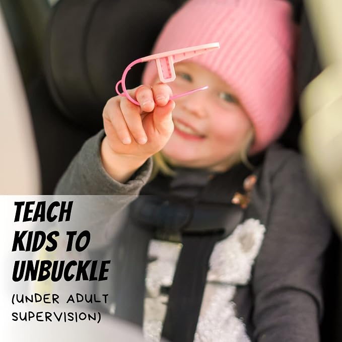 UnbuckleMe Car Seat Buckle Release Tool - Easy Opener Aid for Arthritis, Long Nails, Older Kids - Button Pusher for Infant, Toddler, Convertible 5 pt Harness car Seats - As Seen on Shark Tank (Pink)