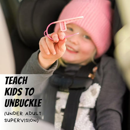 UnbuckleMe Car Seat Buckle Release Tool - Easy Opener Aid for Arthritis, Long Nails, Older Kids - Button Pusher for Infant, Toddler, Convertible 5 pt Harness car Seats - As Seen on Shark Tank (Pink)