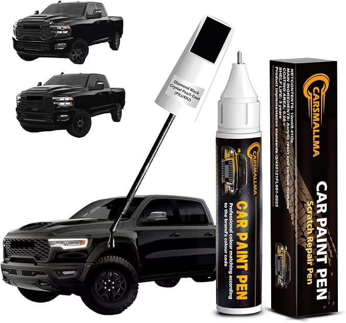 Diamond Black Crystal Pearl-Coat(PXJ/KXJ) Car Touch Up Paint for Ram, Color Accurate Car Paint Scratch Repair Pen Kit Quick & Easy Fix Vehicle Chips and Automotive Nicks Scuff