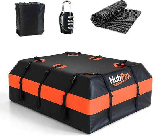 Car Rooftop Cargo Carrier Bag - 20 Cubic Feet Car Roof Top Bag Cargo Carrier for All Vehicle with/Without Rack, Includes Anti-Slip Mat, 8 Reinforced Straps, 6 Door Hooks, Luggage Lock