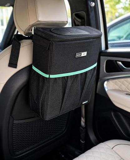 RoadBin™ Car Trash Can – Slim 4" 2.5 Gallon Space-Saving Design, Stays Upright, Leakproof & Odor-Proof Car Garbage Can for Clean, Clutter-Free Cars, Trucks & SUVs