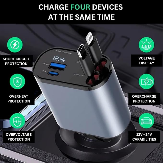Wireless Car Play Adapter - Convert Wired to Wireless for iPhone & Android | Car Play for Vehicles 2017+ | Bluetooth Connection | Hands-Free Control | Charger with 2.6 ft. Retractable Charging Cord