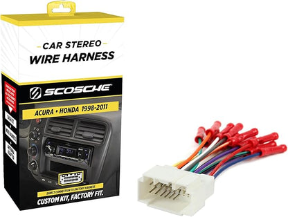 Scosche HA08BCB Aftermarket Radio Wiring Harness with Crimp Connectors for Select 1998-11 Acura and Honda - Aftermarket Radio Wire Harness for Car Stereo - Check Vehicle List Below for Your Model