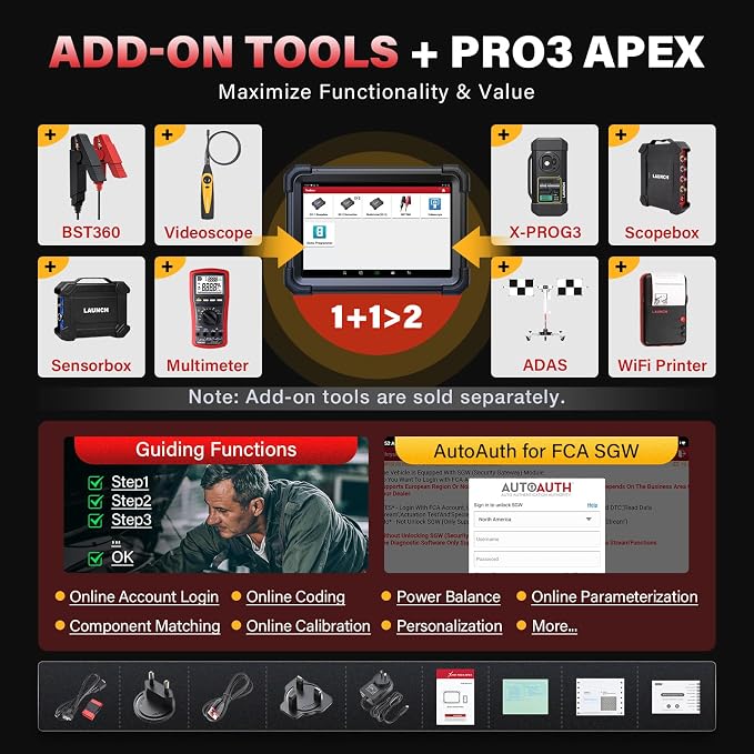 Launch X431 PRO3 APEX OBD2 Scanner 2026 Upgraded Screen, Wireless Diagnostic Scan Tool with DBScar VII, OEM Topology Mapping, ECU Code, CANFD DoIP, 55+ Services, AutoAuth FCA SGW,10.1 Inch