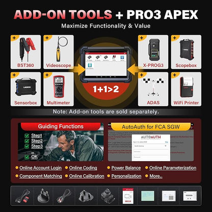 Launch X431 PRO3 APEX OBD2 Scanner 2026 Upgraded Screen, Wireless Diagnostic Scan Tool with DBScar VII, OEM Topology Mapping, ECU Code, CANFD DoIP, 55+ Services, AutoAuth FCA SGW,10.1 Inch