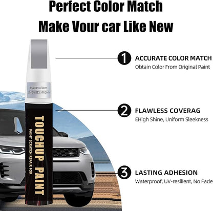 Hakuba Silver(2459/1DU/MGH) Car Paint Touch Up Pen Compatible with Landrover, 2-In-1 Color Accurate Touch Up Car Scratch Repair Paint Match Landrover Series Automotive Scratch Remover for Nicks & Chips Repair