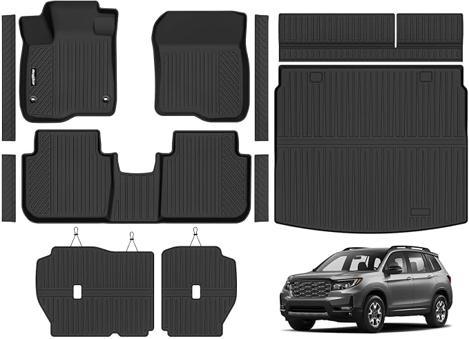 Floor Mats for 2023-2026 Honda CRV Hybrid/Gas (Fit Cargo Floor in Upper Position), Trunk Mat and Backrest Mat & Door Sill Guard All Weather TPE Protector for Honda CRV Accessories
