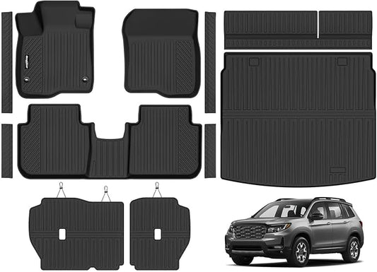 Floor Mats for 2023-2026 Honda CRV Hybrid/Gas (Fit Cargo Floor in Upper Position), Trunk Mat and Backrest Mat & Door Sill Guard All Weather TPE Protector for Honda CRV Accessories