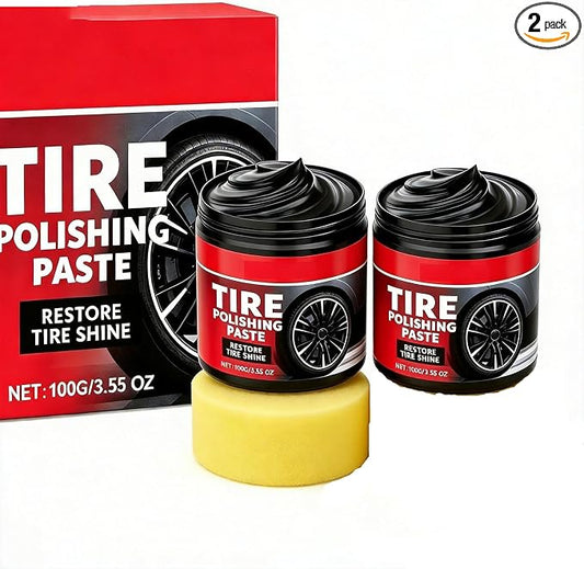 2Pcs Car Tire Shine with Sponge, Tire Coating Paste, Tire Polishing Paste, for Cars Trucks Motorcycles RVs & More, Create a Moist, Glossy Effect