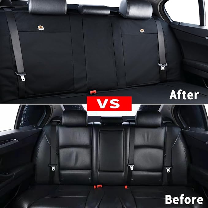 Coverado Canvas Universal Car Seat Covers - Rear & Auto Seats Protectors for Kids & Dogs - Fits Most Vehicles Trucks SUVs/Black