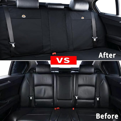 Coverado Canvas Universal Car Seat Covers - Rear & Auto Seats Protectors for Kids & Dogs - Fits Most Vehicles Trucks SUVs/Black