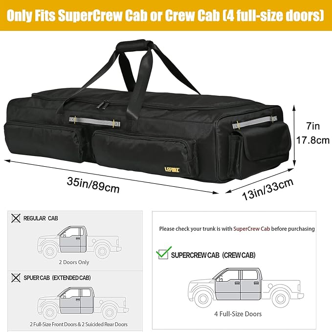 Under Seat Storage Bag Compatible with SuperCrew Cab,Truck Underseat Organizers and Storage with 4 Removable Divider and Anti-slip Bottom,Underseat Tool Box Fits for Crew Cab(Full Size Trucks)