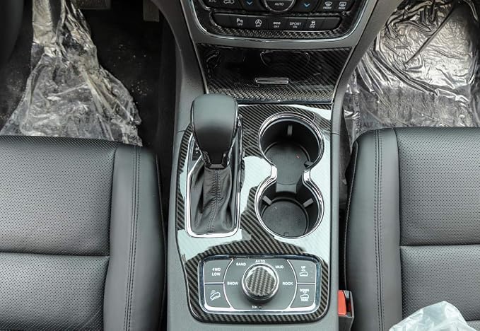 YOCTM for Jeep Grand Cherokee 2016 2017 2018 2019 2020 2021 Interior Accessories Gear Shift Cup Holder Cover Real Carbon Fiber Cup Holder Center Console Trim
