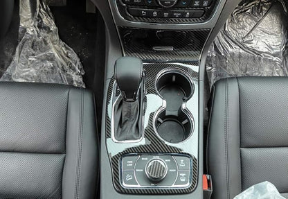 YOCTM for Jeep Grand Cherokee 2016 2017 2018 2019 2020 2021 Interior Accessories Gear Shift Cup Holder Cover Real Carbon Fiber Cup Holder Center Console Trim