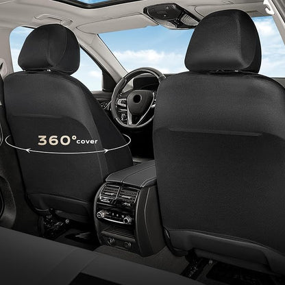 Coverado Car Seat Covers Front Seats, Luxury Leather Car Seat Covers, Automotive Mesh Seat Covers 2 Pack, Airbag-Compatible, Black Gray Seat Covers for SUV Sedan Truck