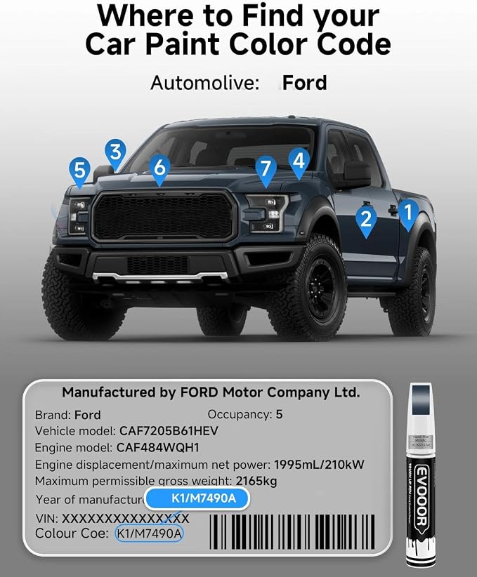Touch Up Paint for Ford – Exact Match 2 in 1 Paint Pen for Chips and Nicks Repair (Vapor Blue Metallic(K1/M7490A))