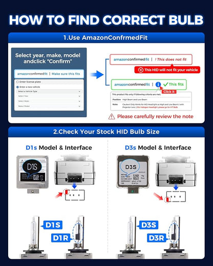 Marsauto D4S D4R HID Bulbs, 66440 42402 42402WX Bulbs, 35W D4S 8000K White Blue, Up to 350% Brightness, Pack of 2