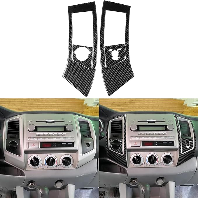 NVCNX Real Premium Carbon Fiber for Toyota 2nd Gen Tacoma Accessories 2005-2011 2006 2007 2008 2009 2010 Car Dash Center Air Vent Panel Cover Interior Trim Thick Overlay Sticker Decal 4PCs - Style C