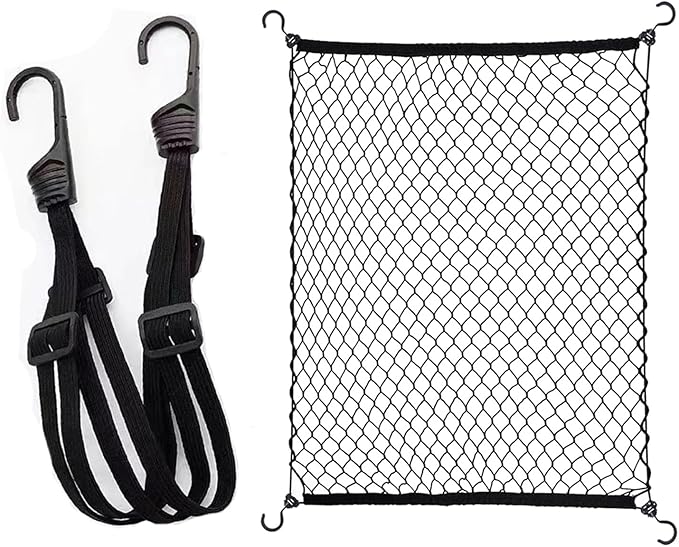 MAMIKO Cargo Net and Wagon Straps for Collapsible Folding Outdoor Utility Wagon, Garden Cart, Folding Trolley Cart, Beach Cart (Combo Package)