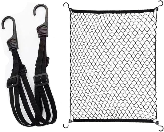 MAMIKO Cargo Net and Wagon Straps for Collapsible Folding Outdoor Utility Wagon, Garden Cart, Folding Trolley Cart, Beach Cart (Combo Package)