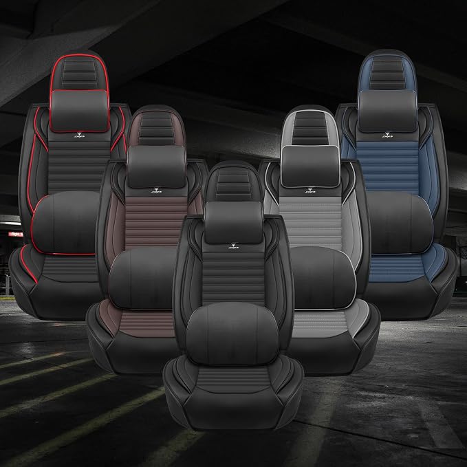 Seat Covers Full Set Fit for Nissan Rogue 2015-2026, Breathable and Comfortable Leather Car Seat Cover, Deluxe Waterproof Cushion Cover Auto Interior Accessories (Black)
