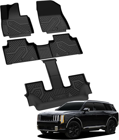LASFIT Floor Mats for Kia Telluride 2027 (Only Fit Gas, Not Fit Hybrid), All Weather TPE Custom Fit Floor Liners 1st & 2nd & 3rd Row Car Mats Accessories, Black