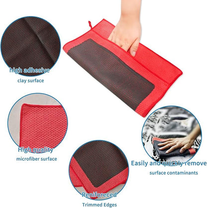 2pcs Clay Towels (12 * 12 in), Fine Grade Microfiber Towels for Car Detailing, DIY Detail Clay Bar Alternative