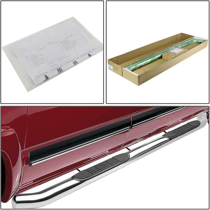 Auto Dynasty 3 Inches Running Boards Compatible with 2005-2020 Toyota Tacoma Double Cab Side Step Nerf Bars, Stainless Steel, Polished Chrome