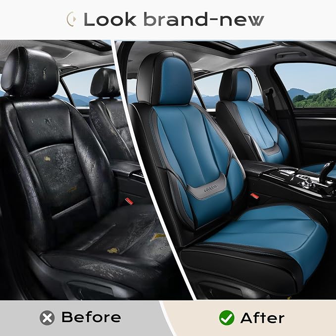 Coverado Seat Covers, Car Seat Covers Front Seats, Car Seat Cover, Car Seat Protector Waterproof, Car Seat Cushion Nappa Leather, Seat Covers Carseat Cover Universal Fit for Most Cars