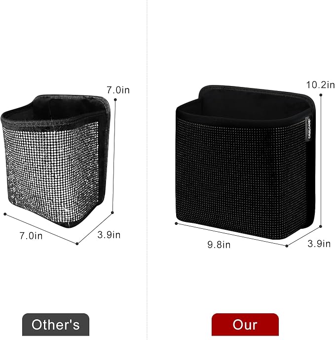 Cavalcade Car Back Seat Organizer, Bling Hanging Pocket, Large Seat Back Travel Caddy Bag, Diamond Trash Bin Garbage Container (Black)