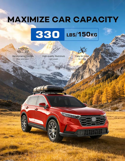 Wonderdriver 330lbsLockable Roof Rack Cross Bars Compatible with Honda CRV CR-V EX LX EX-L 2023-2026 (𝐖𝐈𝐓𝐇𝐎𝐔𝐓 𝐒𝐈𝐃𝐄 𝐑𝐀𝐈𝐋𝐒), Roof Rails Crossbars Cargo Bars Rooftop Carrier Luggage