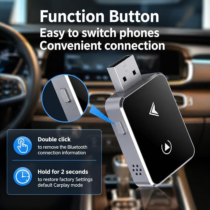 2-in-1 Wireless CarPlay and Android Auto Adapter | Convert Wired CarPlay & Android Auto to Wireless, USB/Type-C Plug and Play, Fast Stable Connection