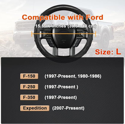 GIANT PANDA Car Steering Wheel Cover for Ford F150 F250 F350 Expedition 15.5-16 inches - Gray