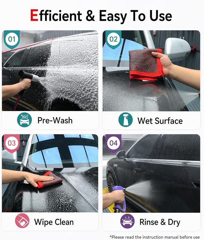 3-in-1 Clay Towel Kit for Car Detailing, 12" x 12" Clay Towels & Clay Mitt, Upgraded Rubber Polymer Coating, Synthetic Clay Bar Alternative, Remove Iron Dust, Bugs, Tree Sap & Contaminants