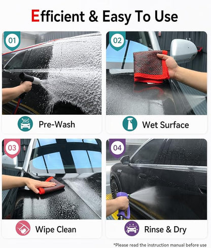 3-in-1 Clay Towel Kit for Car Detailing, 12" x 12" Clay Towels & Clay Mitt, Upgraded Rubber Polymer Coating, Synthetic Clay Bar Alternative, Remove Iron Dust, Bugs, Tree Sap & Contaminants