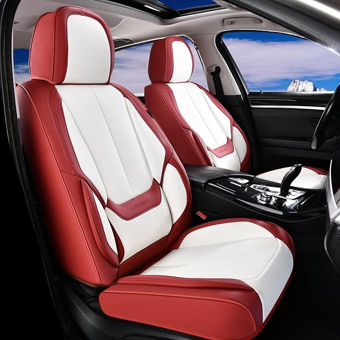 Coverado Seat Covers, Car Seat Covers Front Seats, Car Seat Cover, Car Seat Protector Waterproof, Car Seat Cushion Nappa Leather, Seat Covers Carseat Cover Universal Fit for Most Cars
