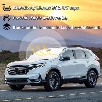 Car Windshield Sun Shade for Honda CRV 2023 2024 2025 2026 Professional 310T Reflective Polyester UV & Heat Insulation Protection, Foldable Front Window Sunshade with Storage Pouch, Keep Interior Cool