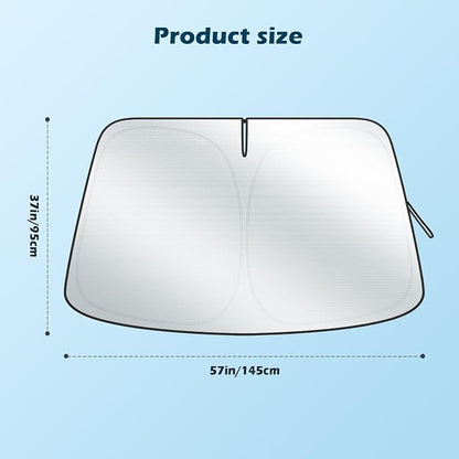 Car Windshield Sun Shade, 300T Thickened Car Window Shades Heat Reflective Interior Cool, Universal Fit for Most Cars SUVs Trucks, Foldable & Portable Design (for Tesla Model 3/Y (57'' × 37''))