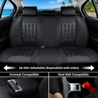 Coverado Car Seat Covers, Seat Covers for Cars 5 Seats, Waterproof Nappa Leather Car Seat Protector Universal Fit for Most Sedans SUV Pick-ups Trucks,Full Set,Black