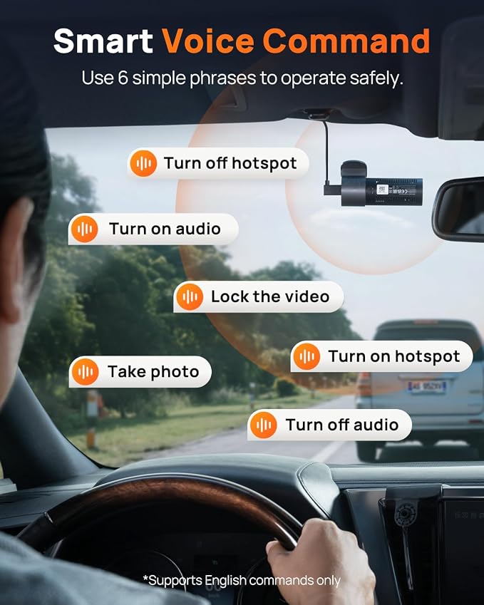 70mai M310 Plus 4K Dash Cam Front with Night Vision, 140° Wide Angle Dash Camera for Cars, WiFi Dashcam with App, Parking Mode, G-Sensor, Loop Recording, Voice Control, Easy Install Car Camera