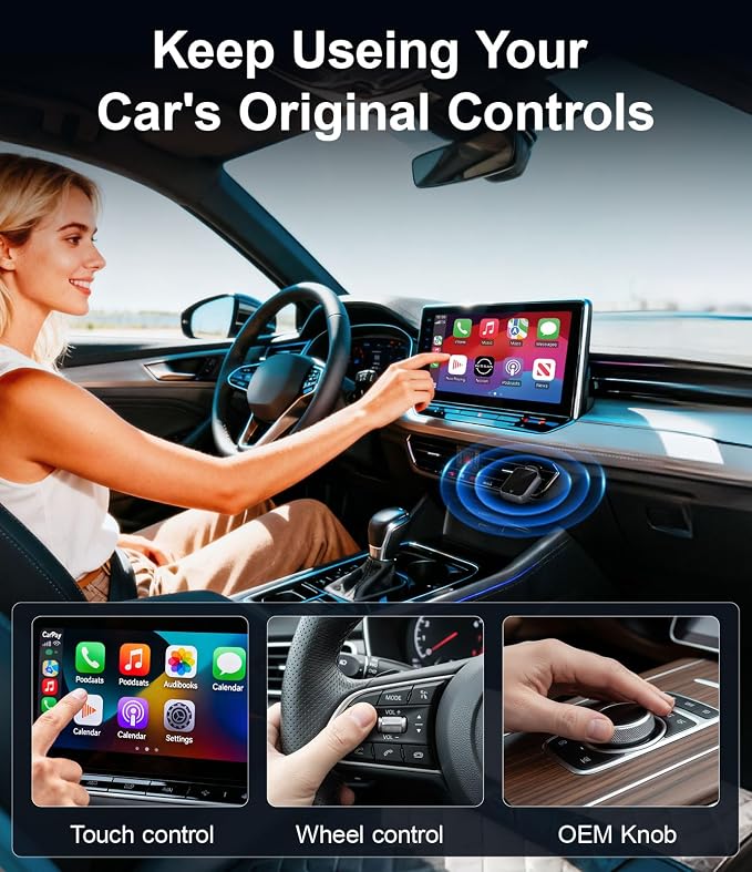 Wireless CarPlay Adapter for iPhone - No Audio Lag, Auto-Connect - Convert Factory Wired to Wireless CarPlay - Bluetooth 5.3 & 5GHz Wi-Fi - Plug & Play (Includes USB A/C)
