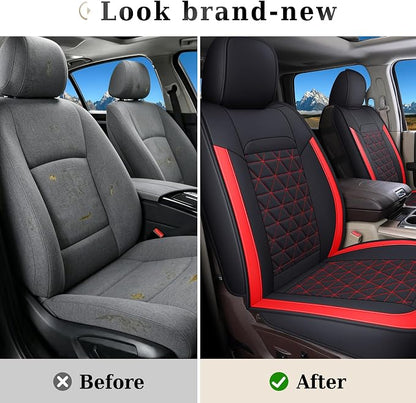 Coverado Seat Covers for Dodge Ram, Waterproof Front Car Seat Covers for Truck Compatible with 2002-2026 Dodge Ram 1500 2500 3500 Crew Double Mega Quad Cab(Red)