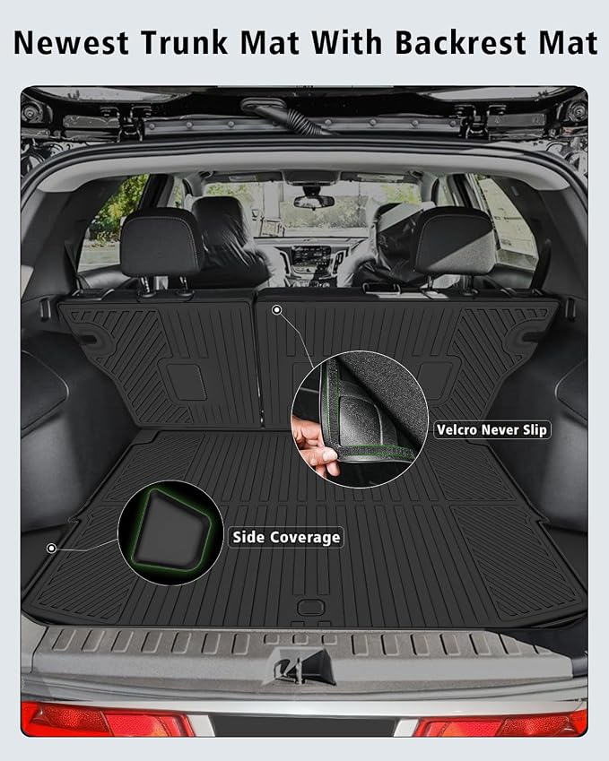 Floor Mats for Chevy Trailblazer AWD 2021-2025 2026 Trunk Mat with Backrest Mat All Weather TPE Full Set Liners & Door Sill Guards for Chevrolet Trailblazer Accessories, Black (Upper Cargo Floor Mat)