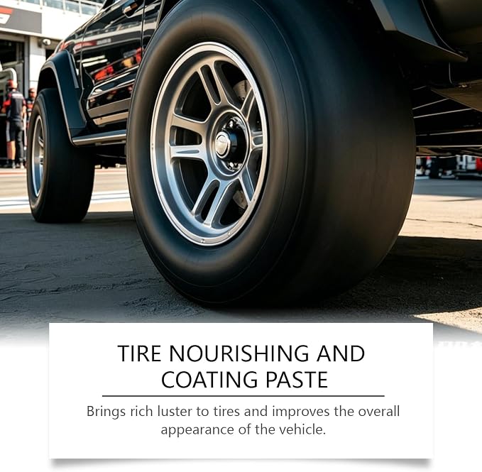 Tire Shine Cream Car Tire Ceramic Coating, Delivers Deep Black Gloss Finish Wheel Cleaning Wax with UV Protection & Dust Resistance, Long-Lasting Nourishing Tyre Care Cream for Auto Maintenance