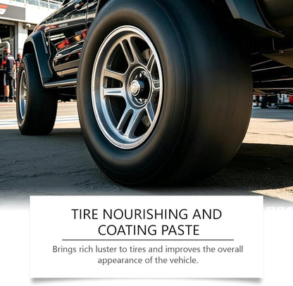 Tire Shine Cream Car Tire Ceramic Coating, Delivers Deep Black Gloss Finish Wheel Cleaning Wax with UV Protection & Dust Resistance, Long-Lasting Nourishing Tyre Care Cream for Auto Maintenance